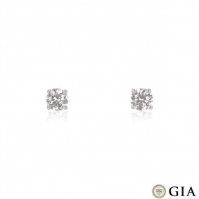 Platinum Round Brilliant Cut Diamond Earrings 3.01ct TDW